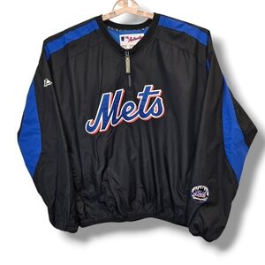 Vintage MLB Majestic Authentic NY Mets Mens L Dugout Windbreaker Jacket 90s/00s